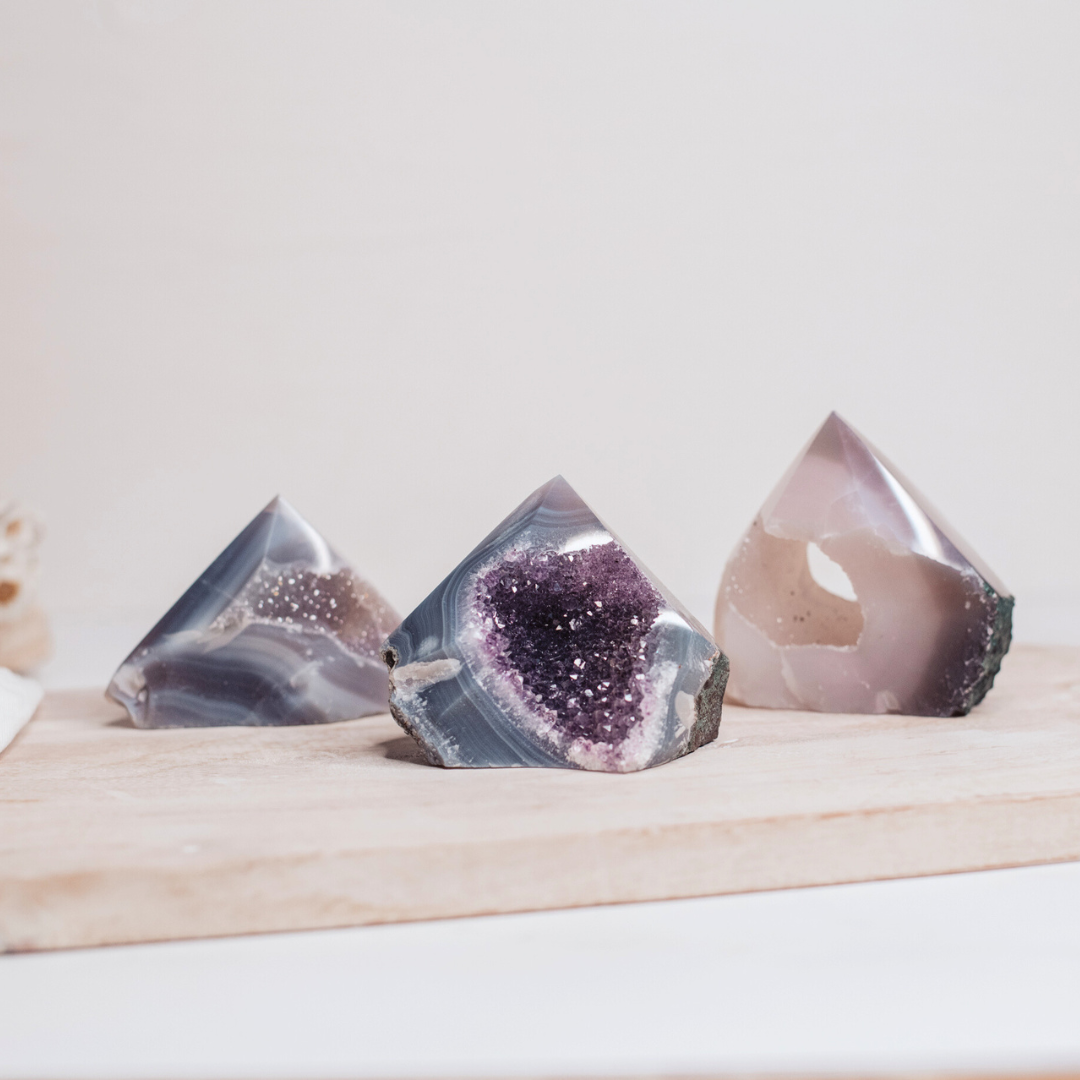 Agate Amethyst Top Polished Points