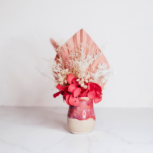 Handmade Pottery Vase and Everlasting Florals