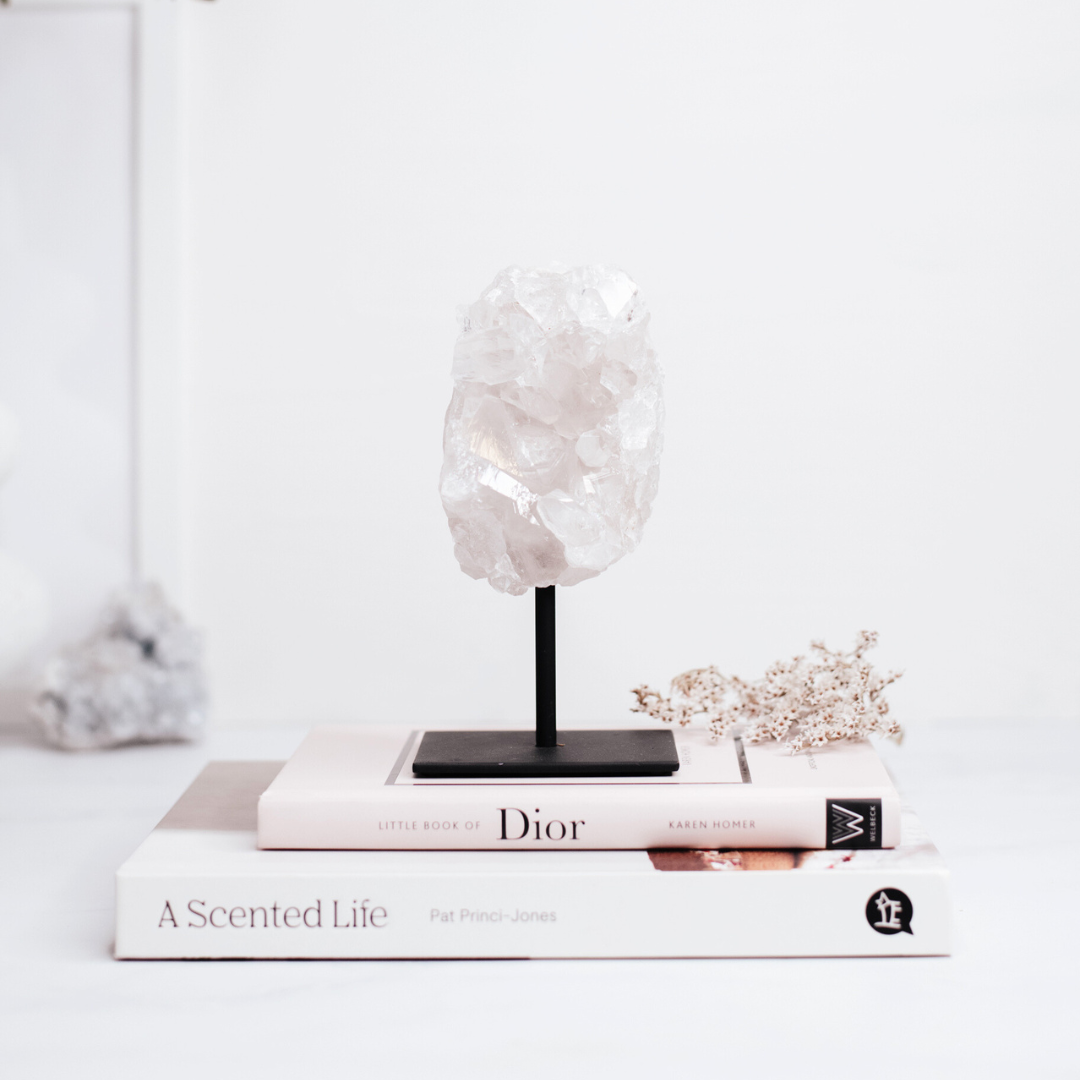 Clear Quartz Cluster on Stand