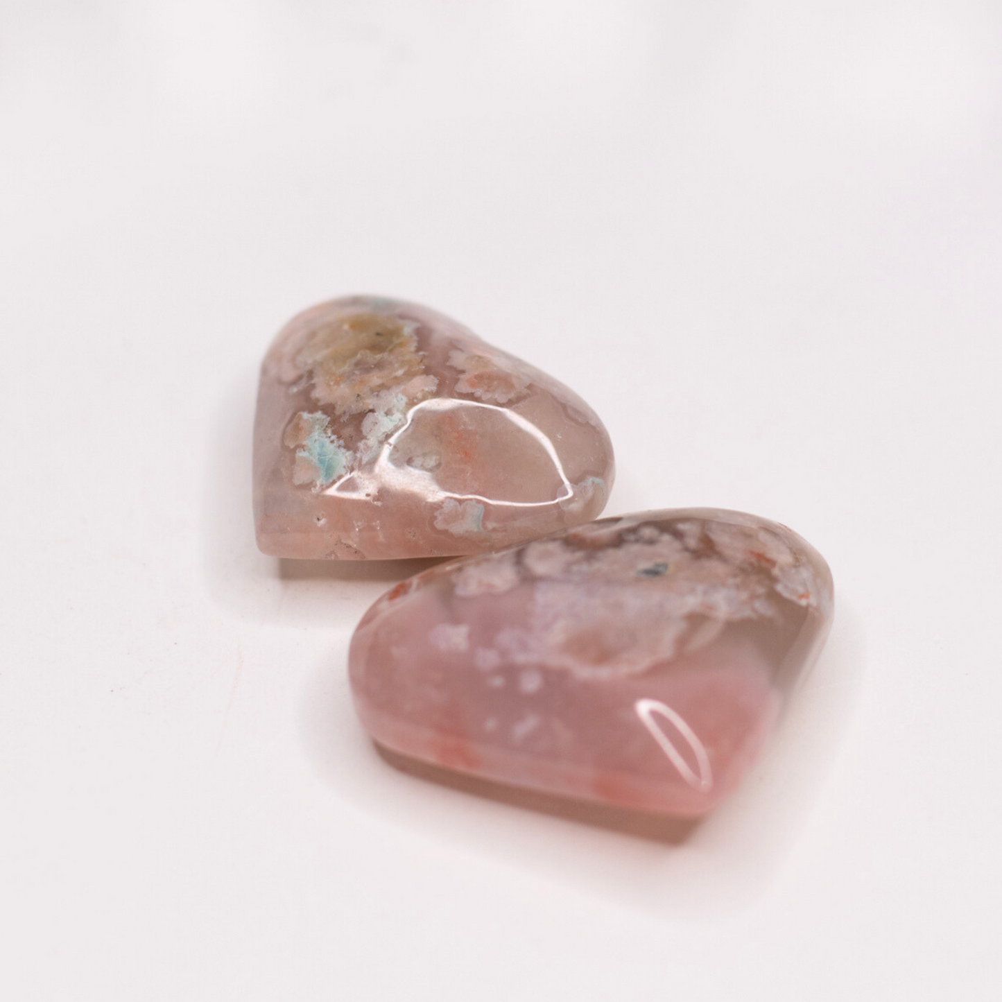 Flower Agate Heart Carving