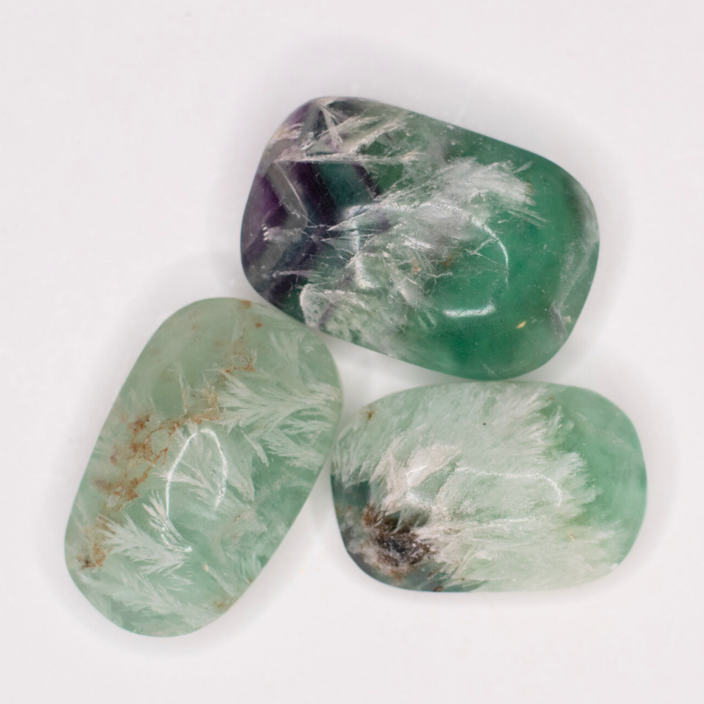 Feather Fluorite (Snowflake) Palm Stones