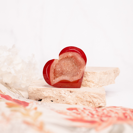 Carnelian Druzy Heart Carving - 185g