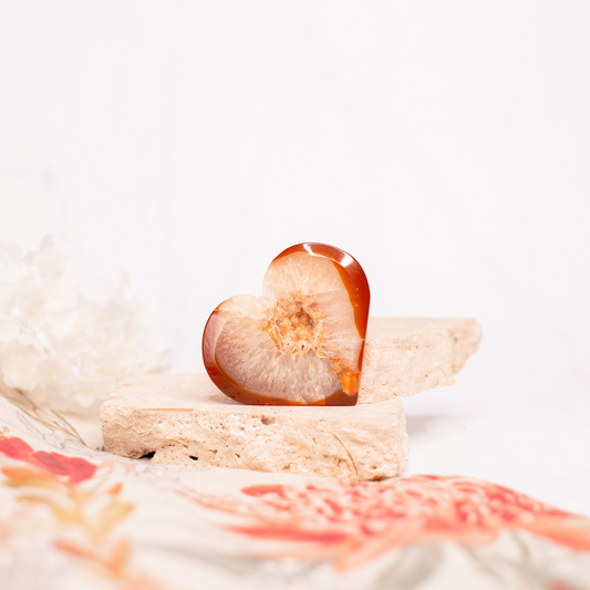 Carnelian Druzy Heart Carving - 140g