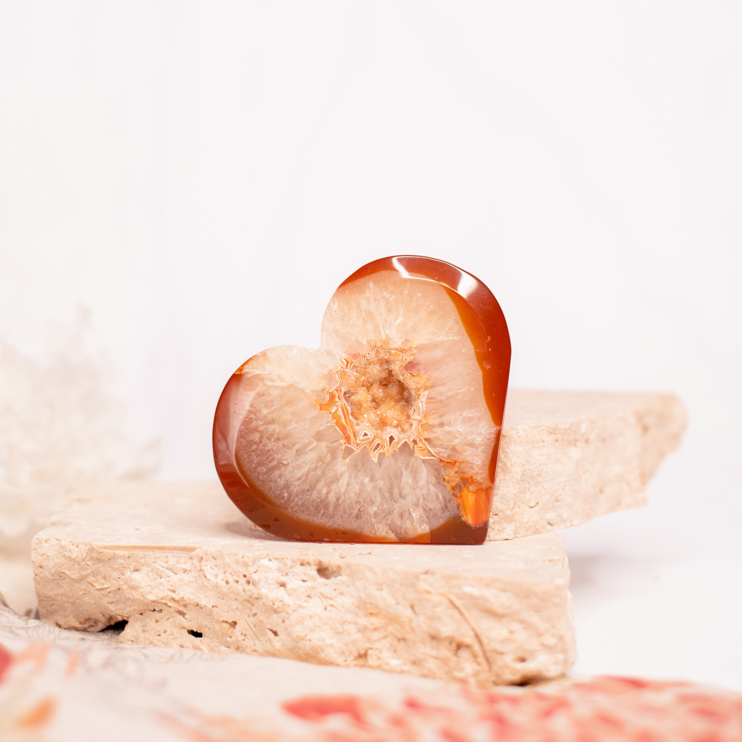 Carnelian Druzy Heart Carving - 140g