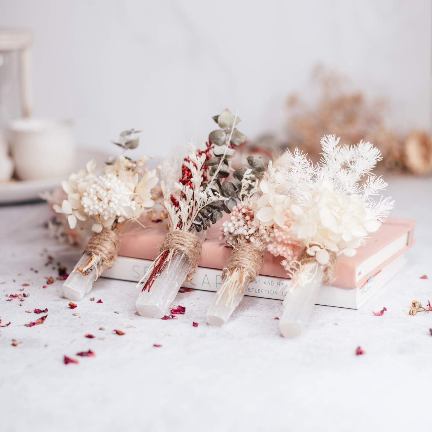 Mini Everlasting Florals with Selenite wand