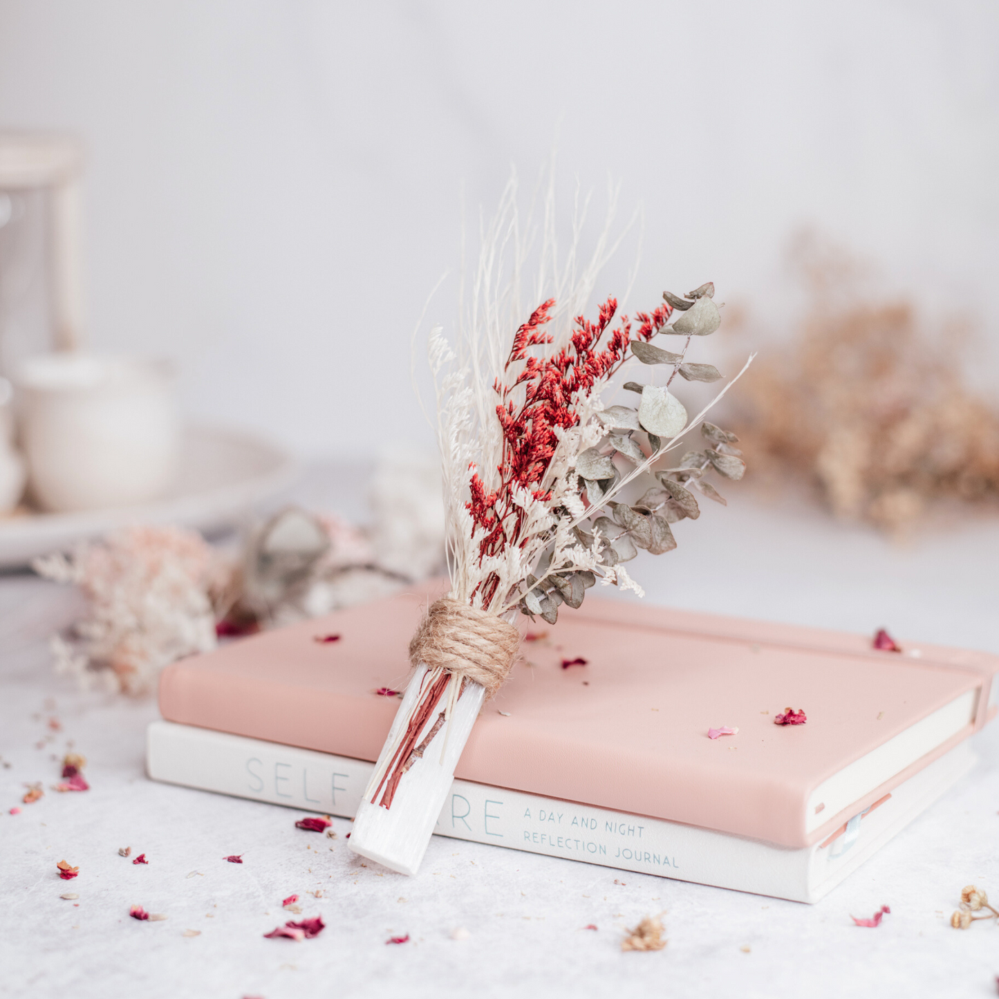 Mini Everlasting Florals with Selenite wand