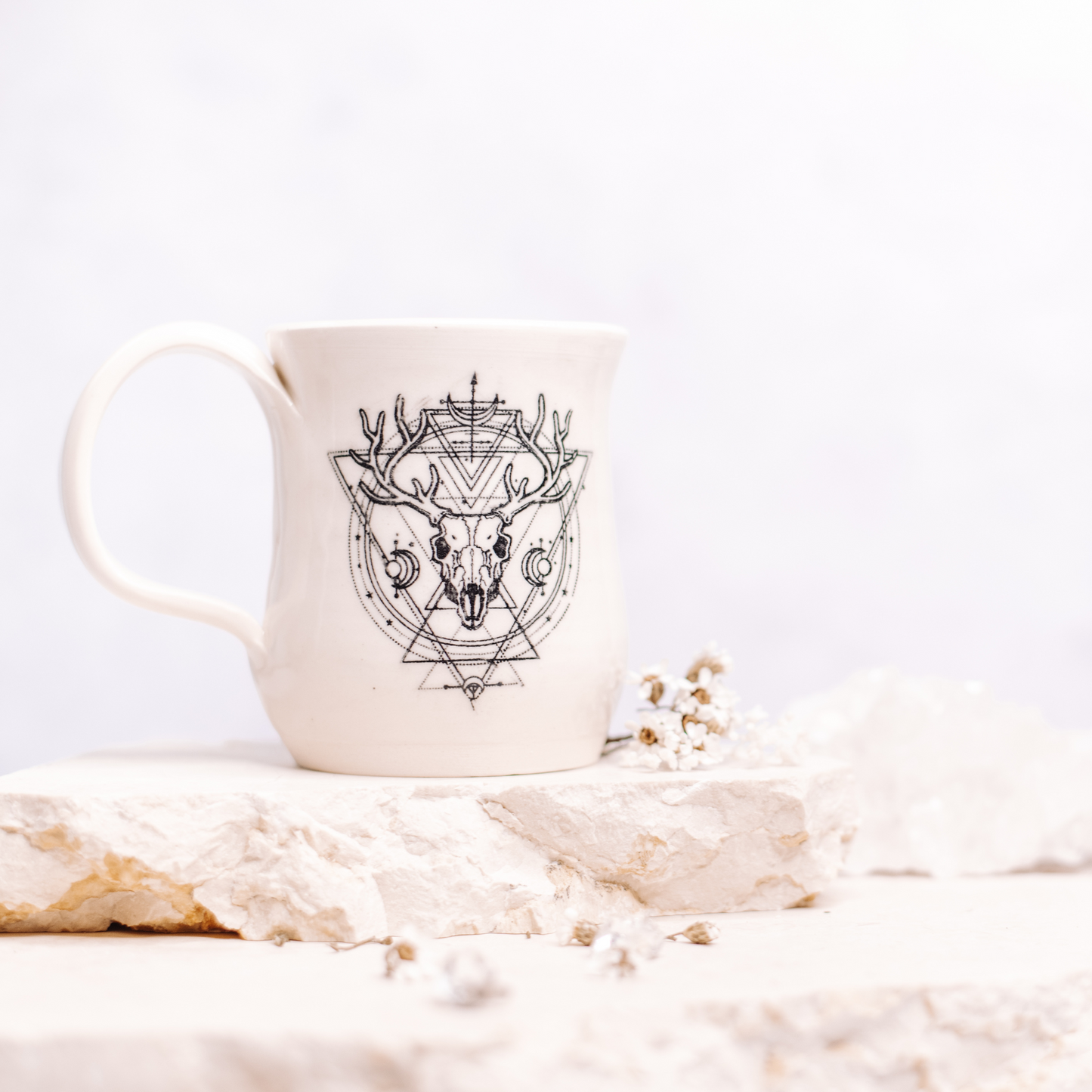 Handmade Stoneware Alchemy - Deer Mug - White Clay