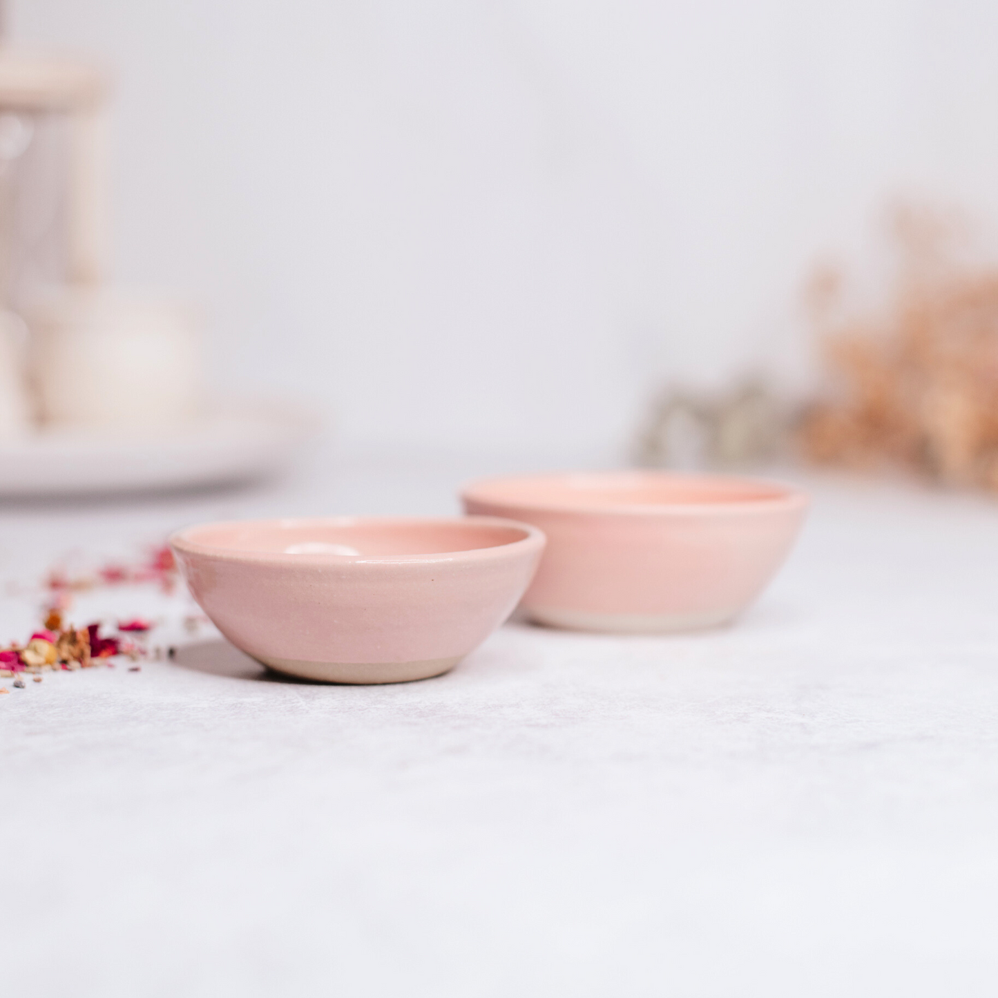 Handmade Pastel Pink Stoneware Bowls