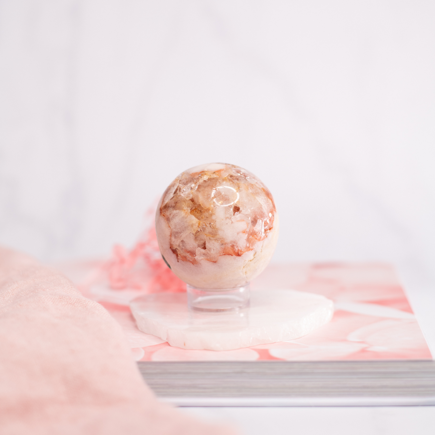 Stunning Pink Amethyst Sphere on Stand