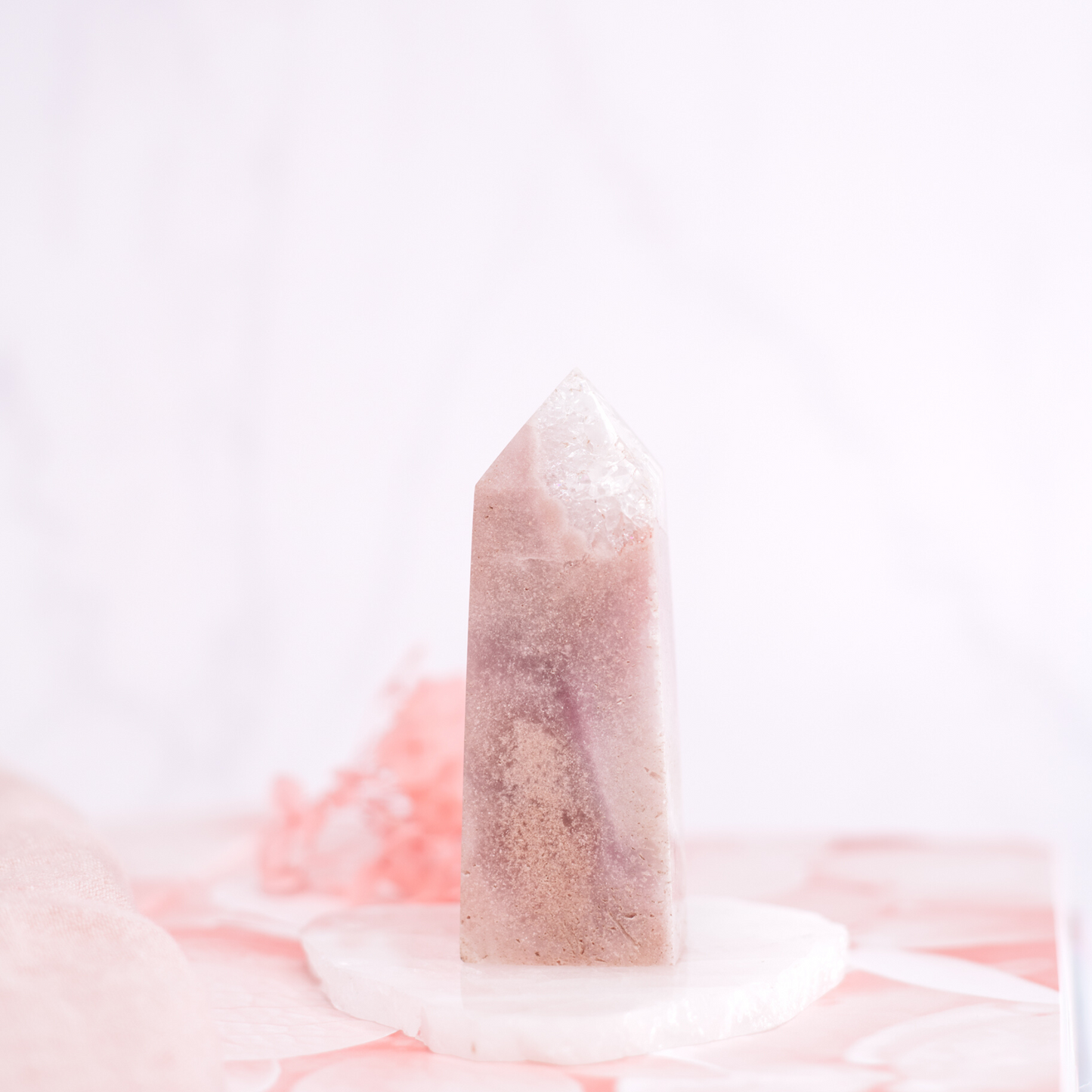 Pink Amethyst Tower with rainbow inclusions