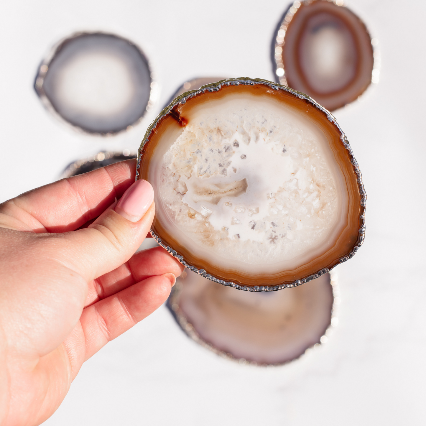 Silver Edge Agate Slices