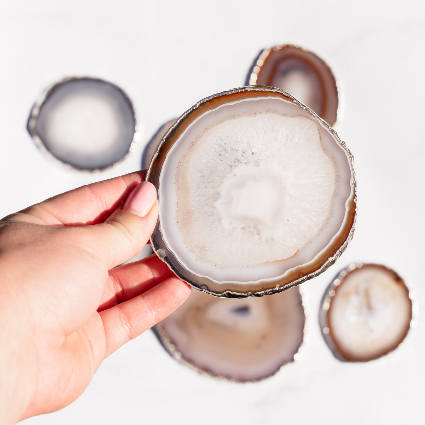 Silver Edge Agate Slices