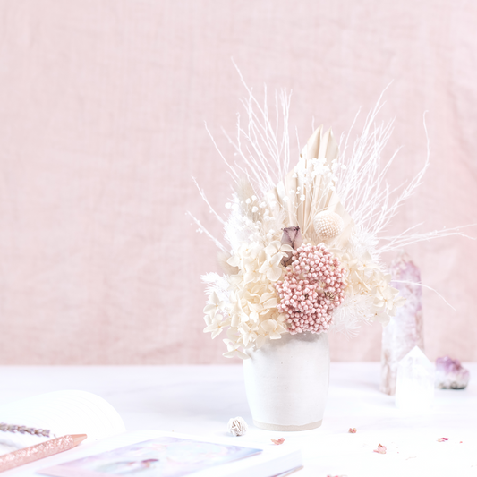 Handmade Ceramic Vase & Dried Floral Arrangement - Pastel Delights