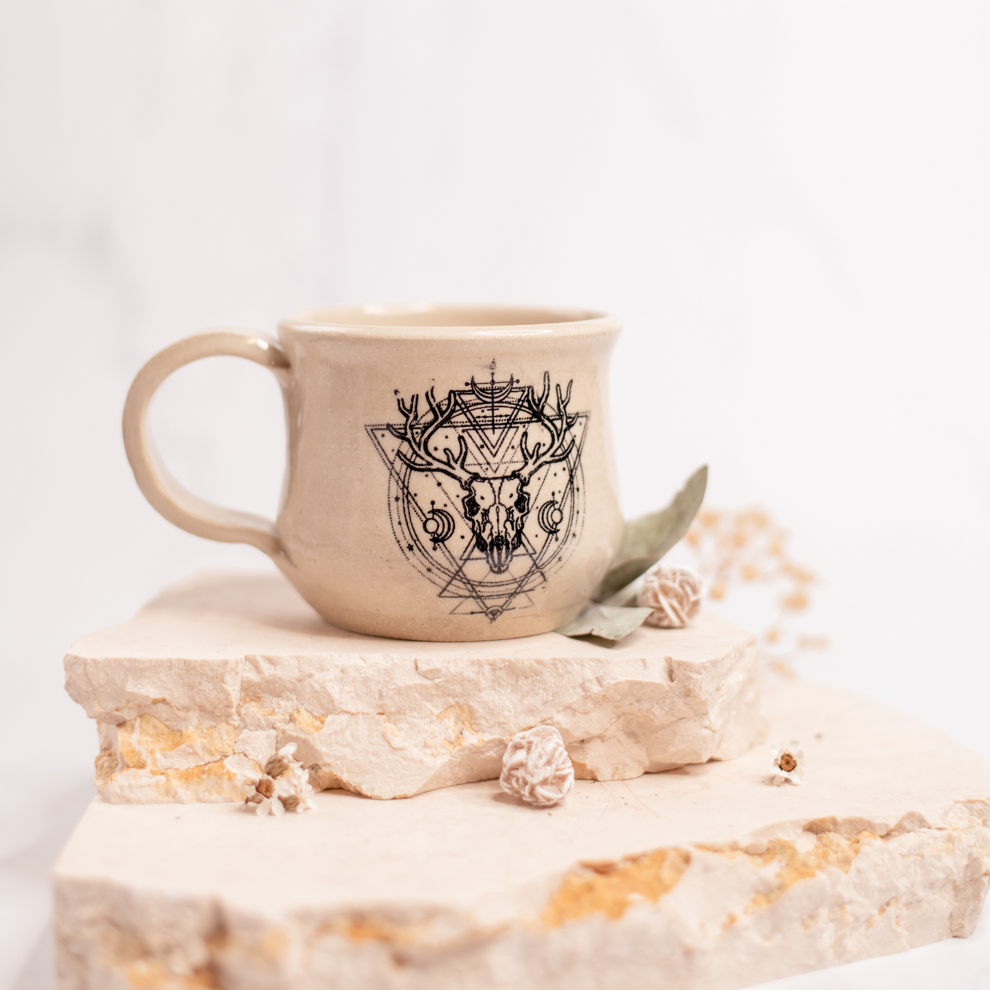 Handmade Stoneware Alchemy - Deer Mug - Off-White Clay