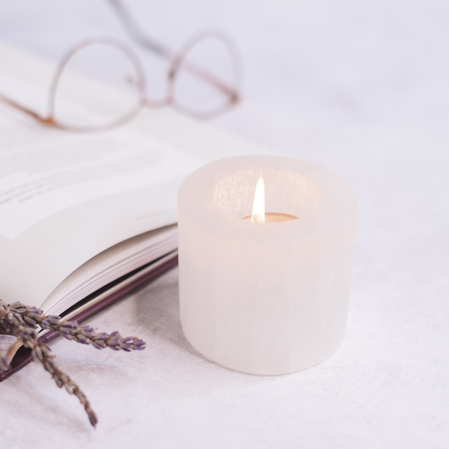 Round Selenite Candle Holder - S,M,L